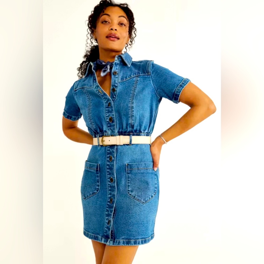 NWT Tecovas Mini Denim Dress Size Large